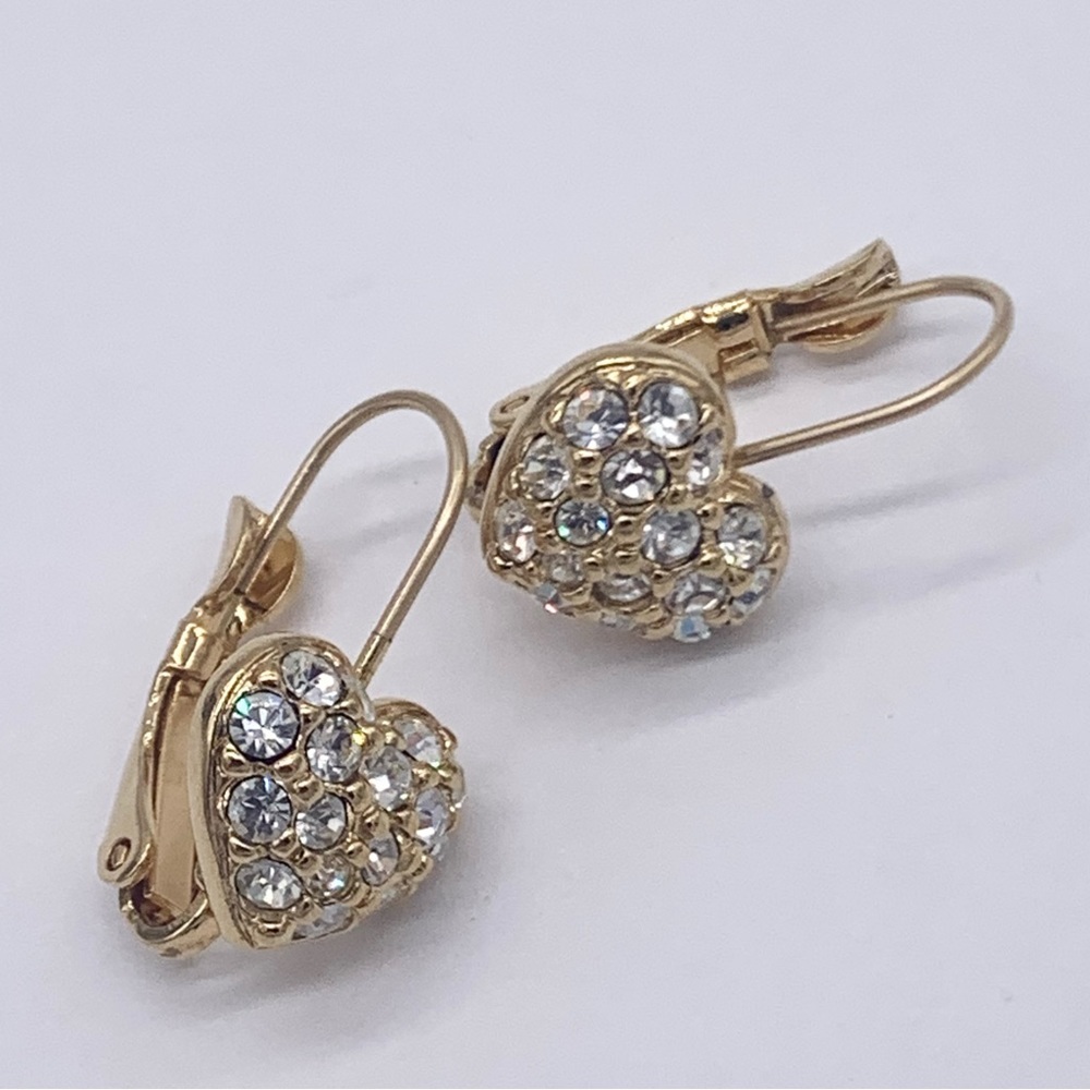 Swarovski Pave Heart Leverback Earrings